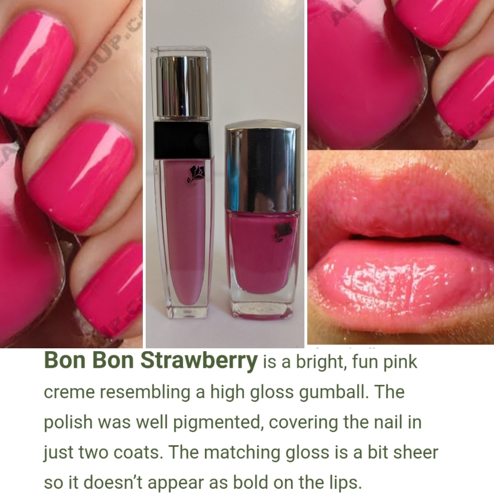 🆕 Lancôme Bon Bon Strawberry Pink Color Fever Lip Gloss Nail Varnish Lacquer